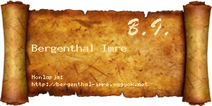 Bergenthal Imre névjegykártya